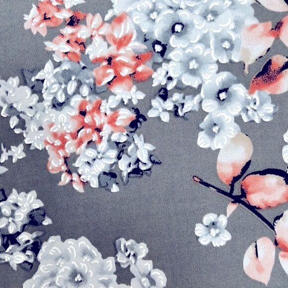 Amana Grey & Coral Floral Textured Split Tulip Sleeves - Picture 3 of 7